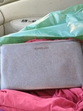Michael Kors Metallic Pewter Zip Pouch